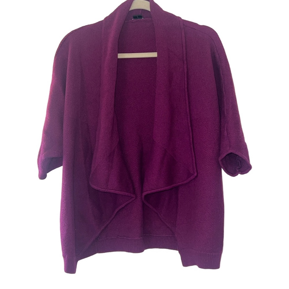 Theory Nisa Cashcotton Openβ Front Cardigan Plum Purple Petite P/TP - Picture 2 of 10
